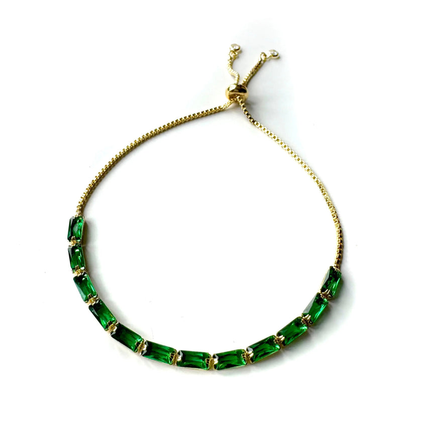 Bracciale regolabile Brianna con pietre verdi