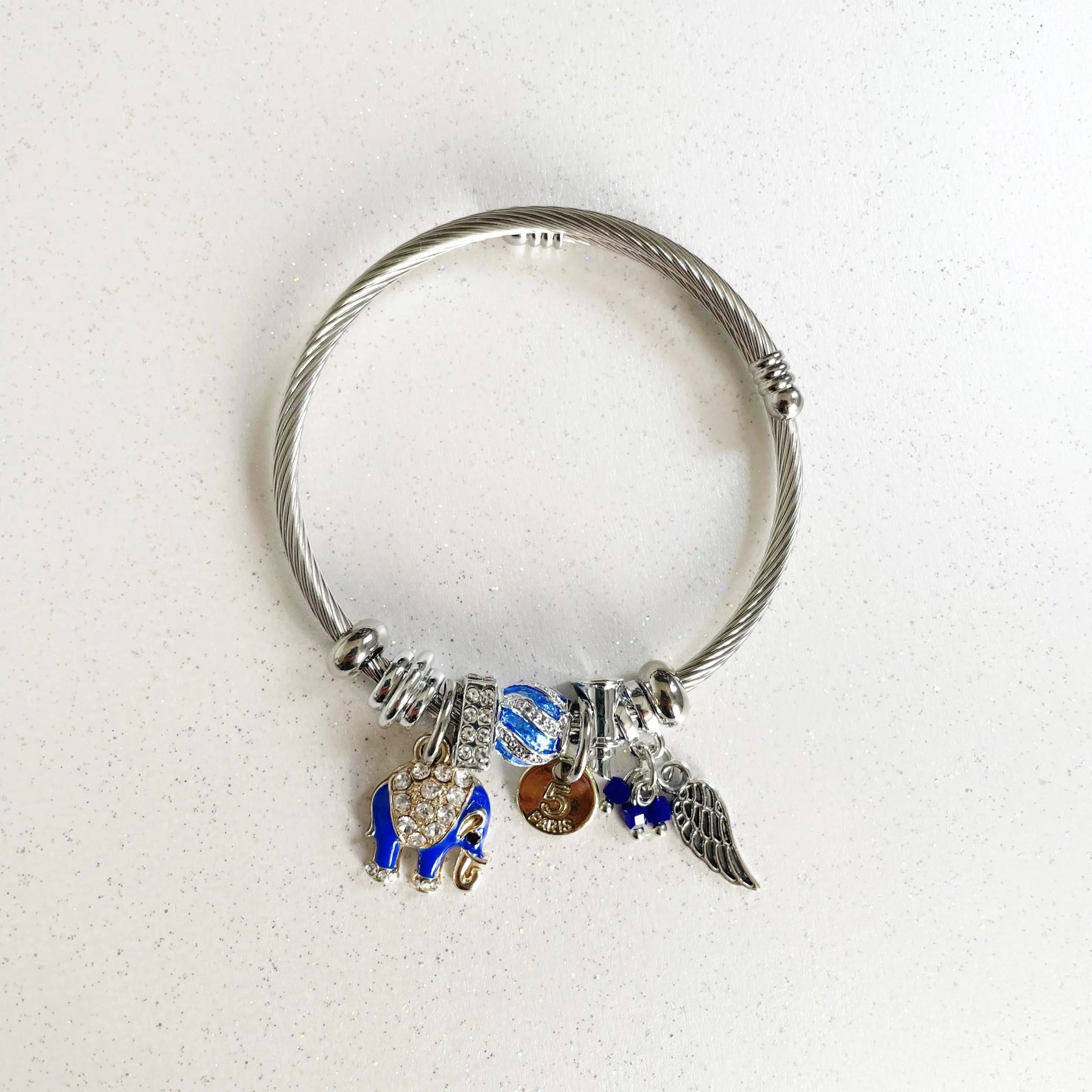 Nixi Silver  Elephant Charm Bracelet