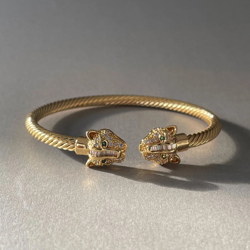 Bracciale a fascia Zuri Gold con texture pantera