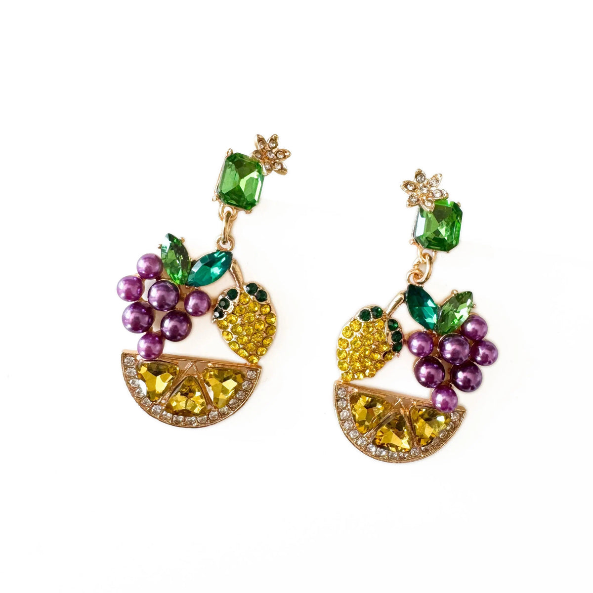 Valee Tropical Fruit Statement Crystal Drop Earrings
