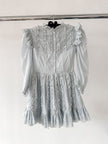 Amy Jane London Blue Annie Ruffle Pleat Detail Puff Sleeve Mini Dress