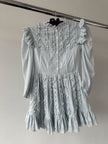 Amy Jane London Blue Annie Ruffle Pleat Detail Puff Sleeve Mini Dress