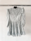 Amy Jane London Blue Annie Ruffle Pleat Detail Puff Sleeve Mini Dress