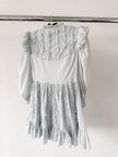 Amy Jane London Blue Annie Ruffle Pleat Detail Puff Sleeve Mini Dress