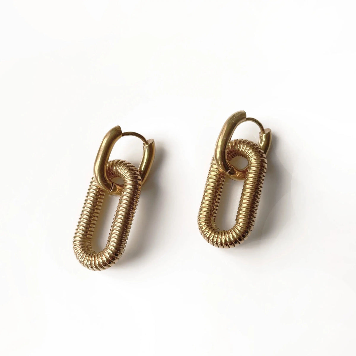 Boucles d'oreilles à maillons texturés Mabel Luxe