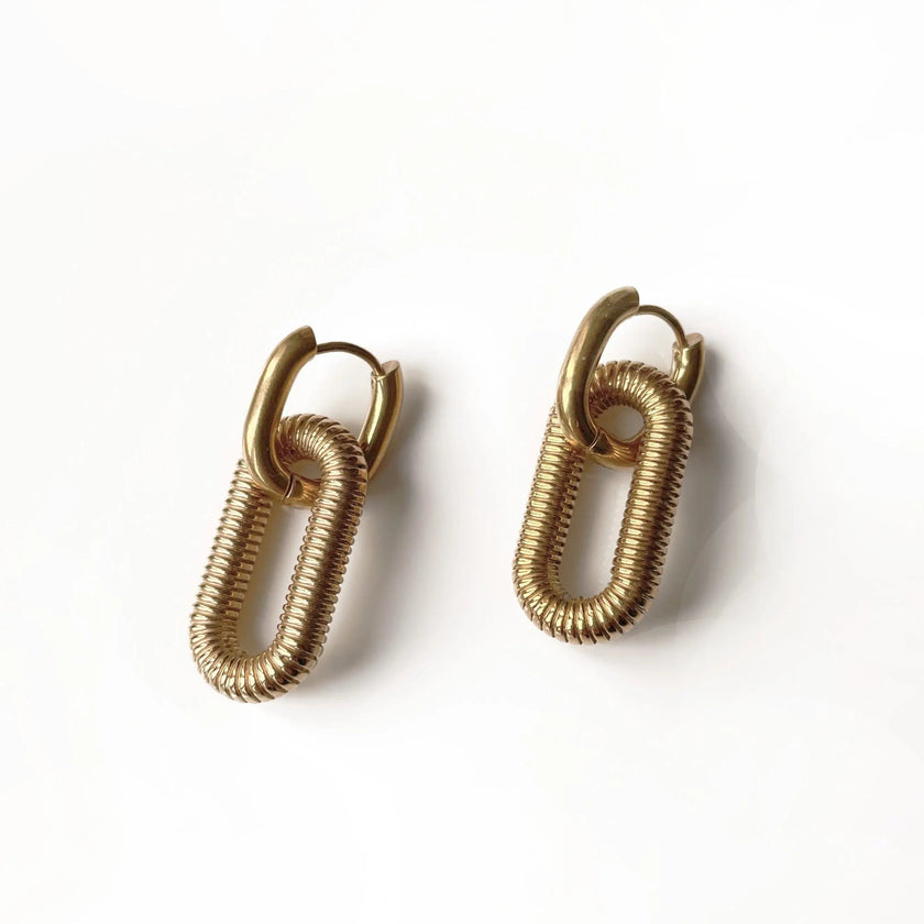 Boucles d'oreilles à maillons texturés Mabel Luxe