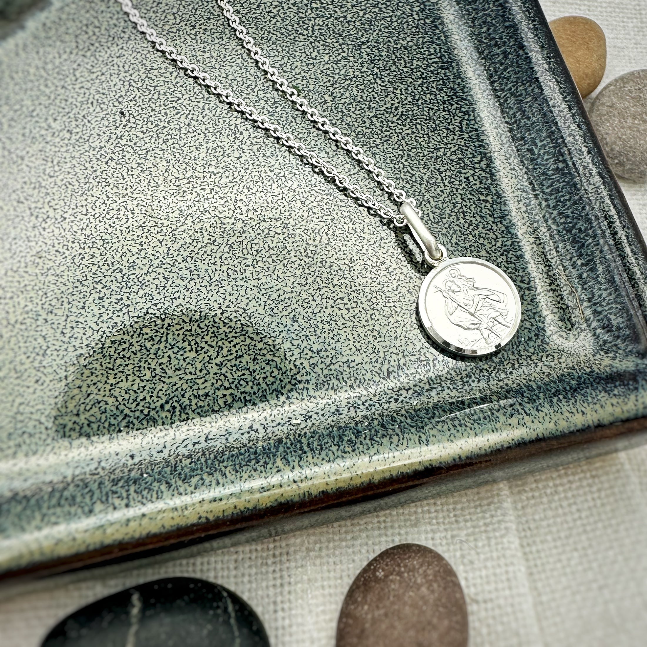 Klassieke Tiny Sint Christoffel Ketting Sterling Zilver 10 mm