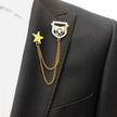 Winged Heraldic Emblem Chain Lapel Pin