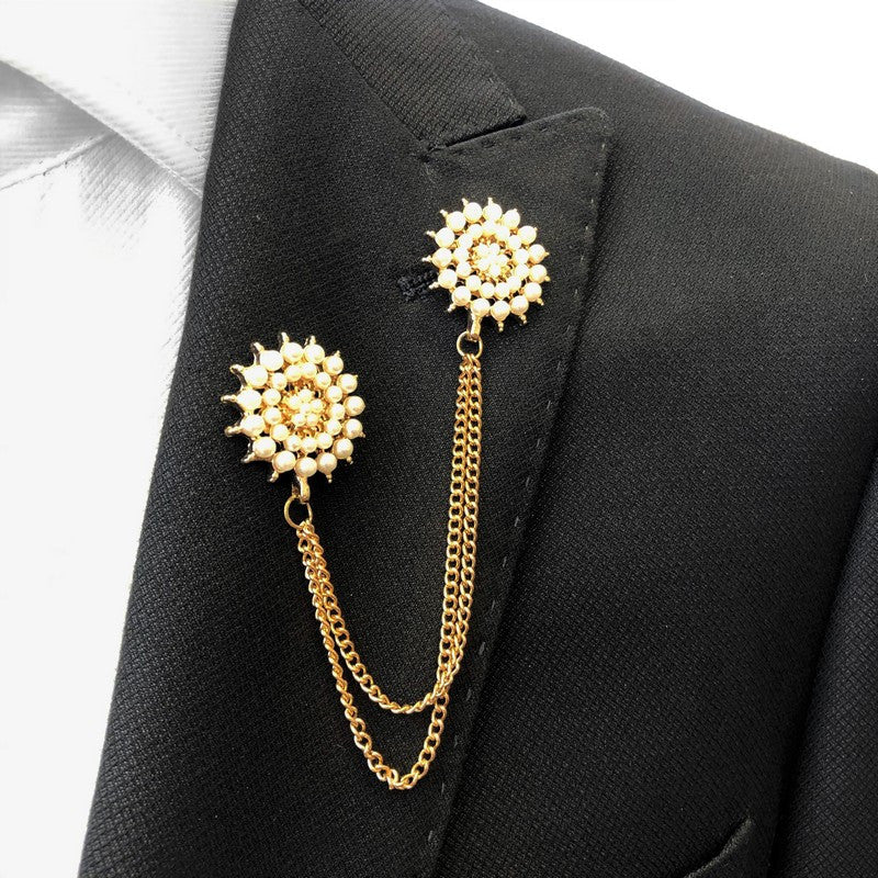 Pearl Halftone-radial Chain Lapel Pin