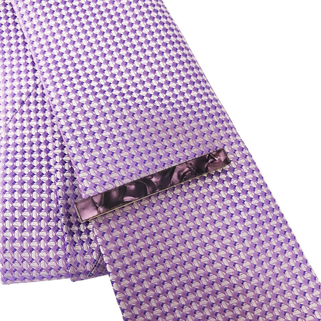 Purple Marble Effect Tie Clip