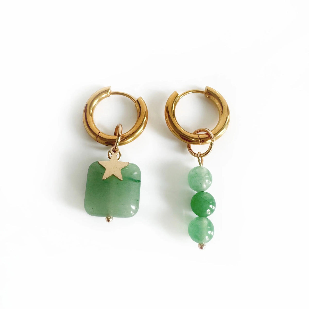 Aretes de aro Alyssa Mismatch Green Charm