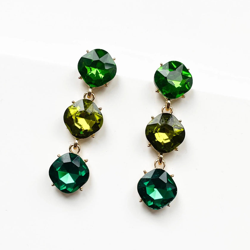 Orecchini Cassiana Statement con pietra verde
