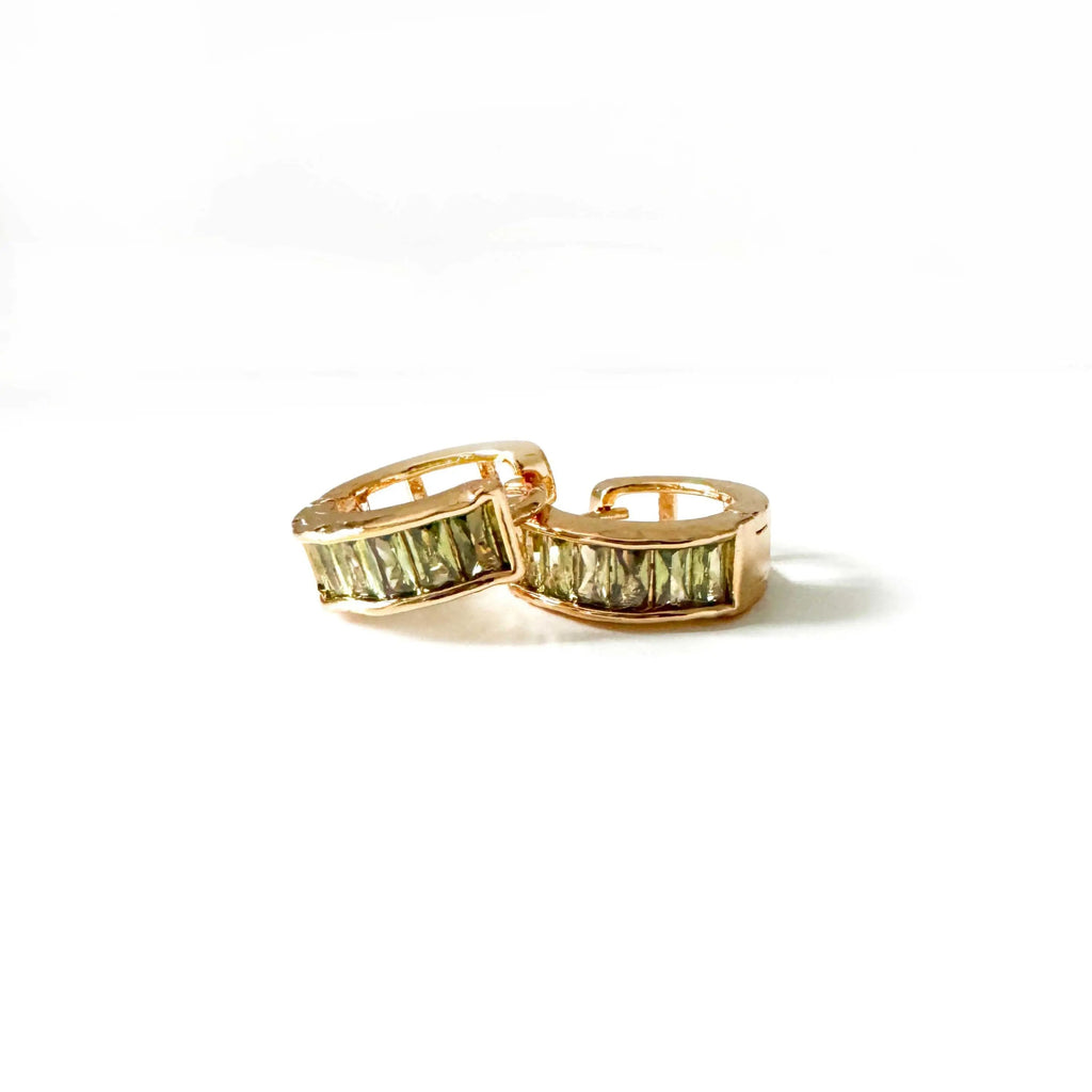 Emmie Green Jewelled Huggie Hoop Earrings