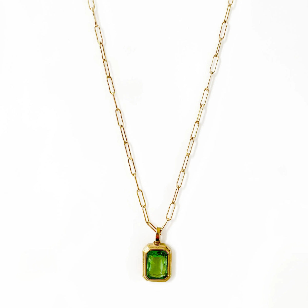 Collar Colgante Elena Luxe con Gema Verde