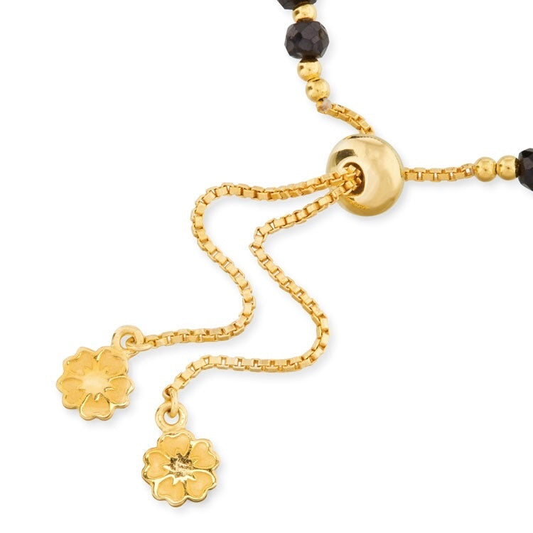 Athena Gem Beaded Adjustable Slider Bracelet Black Onyx