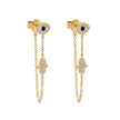 Boucles d'oreilles créoles Indrina à breloques œil porte-bonheur ornées de bijoux