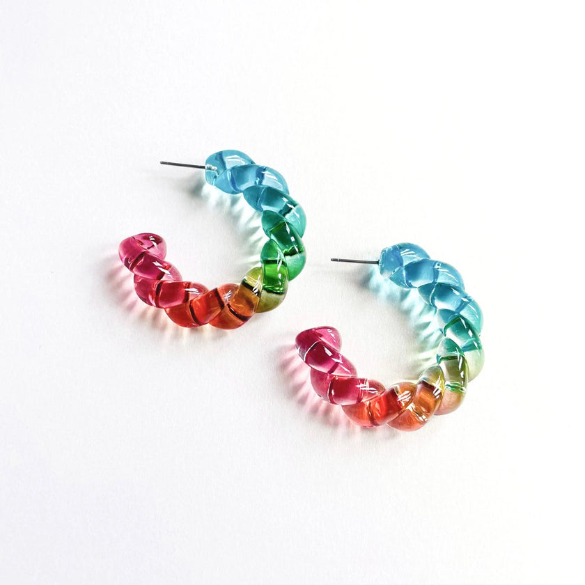 Orecchini a spirale in acrilico Poppy Rainbow