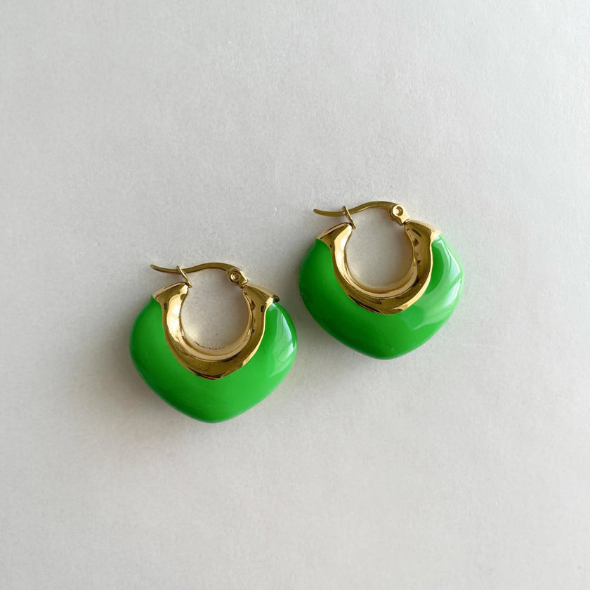 Lola Luxe 18k grønne emalje-creoler