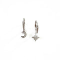 Seren Silver Moon and Star Huggie Hoop Earrings