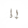 Seren Silver Moon and Star Huggie Hoop Earrings