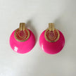 Lulu Large Pink Statement Disc Earrings