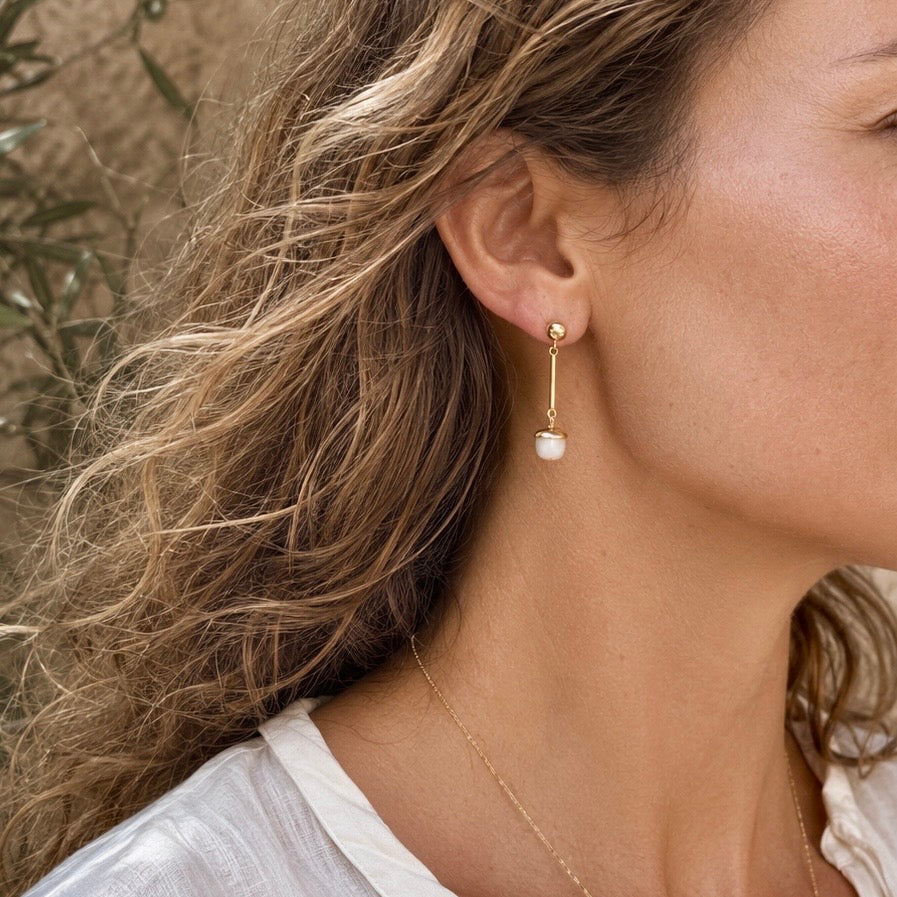 Acorn Drop Earrings Moonstone
