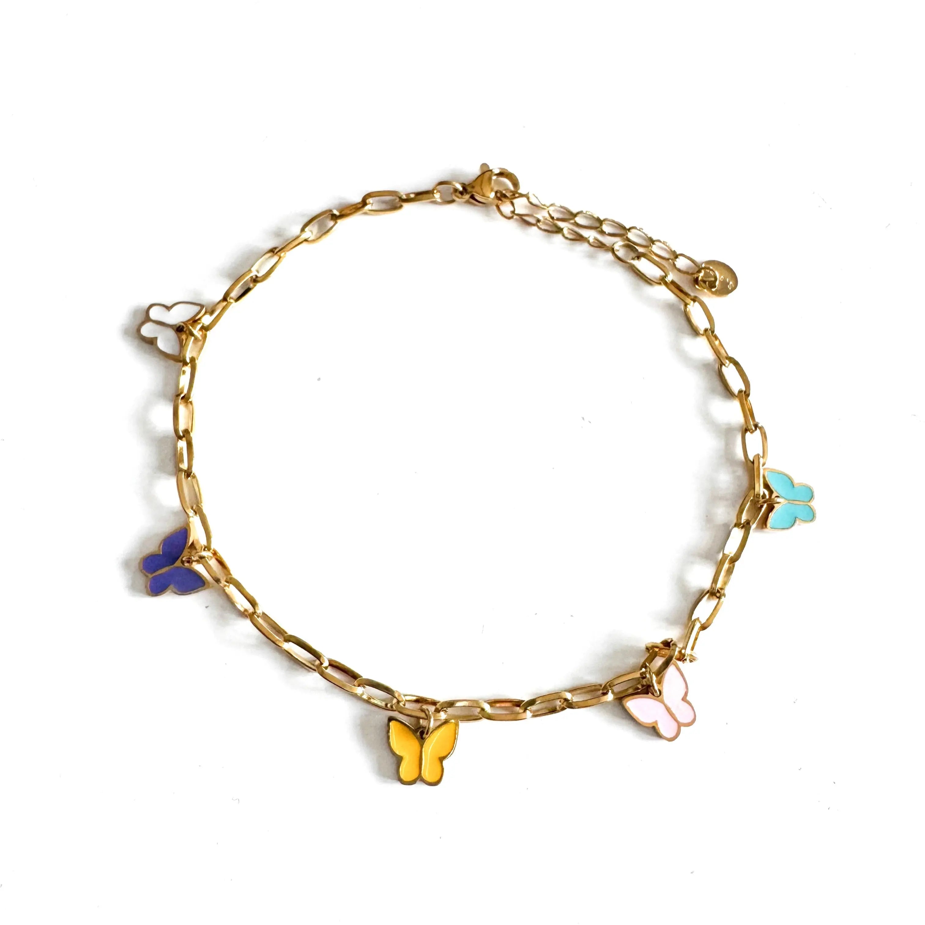 Yareli Luxe 18k Gold Plated Butterfly Charm Anklet