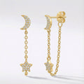 Imogen Moon & Star Drop Chain Earrings | 18k Gold Plated