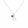 July Birthstone Necklace with Initial Charm | Ruby Gift for Her