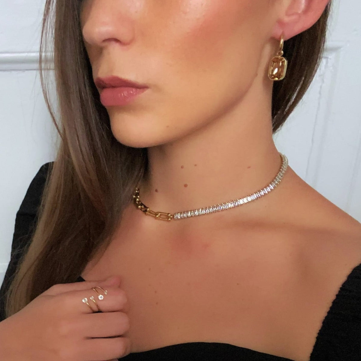 Aurielle Luxe 18k gullbelagt diamantkjede