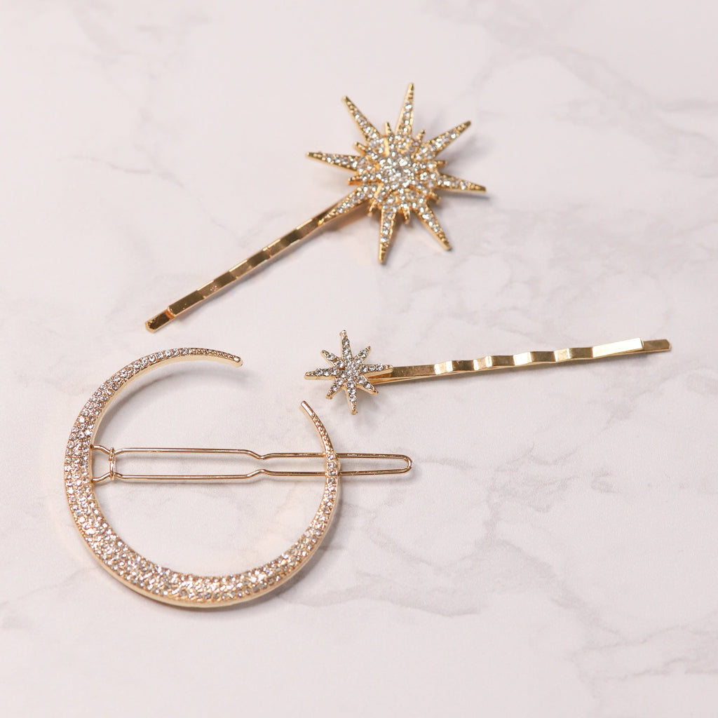 Juno Maan & Ster Haarclip Set | Goud