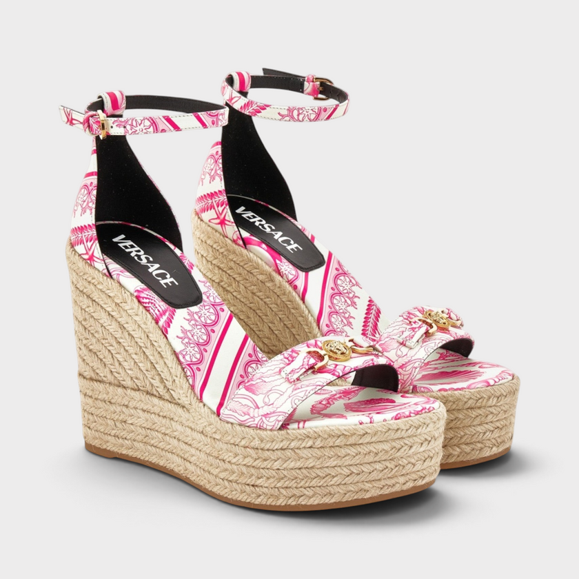 Medusa Platform Espadrilles Pink White Gold