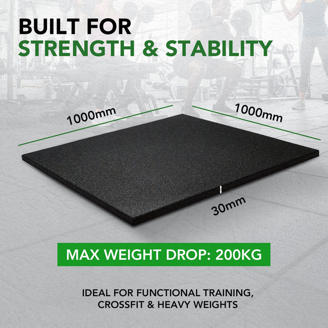 30mm Sprung PRO Gym Floor Tile - Rubber Heavy Duty Gym Flooring