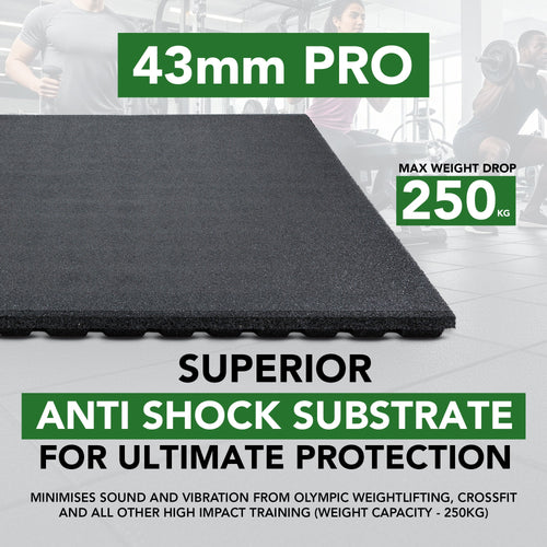 43mm PRO Anti-Shock Gummi-Fitnessbodenfliese