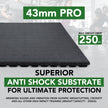 43mm PRO Anti-Shock Rubber Gym Flooring Tile
