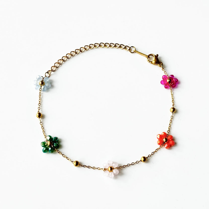 Bracelet fleuri en perles multicolores Lucy