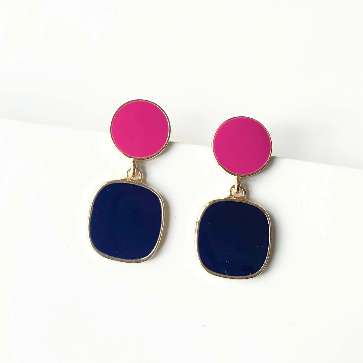 Pendientes Colgantes de Esmalte Azul Marino Madison