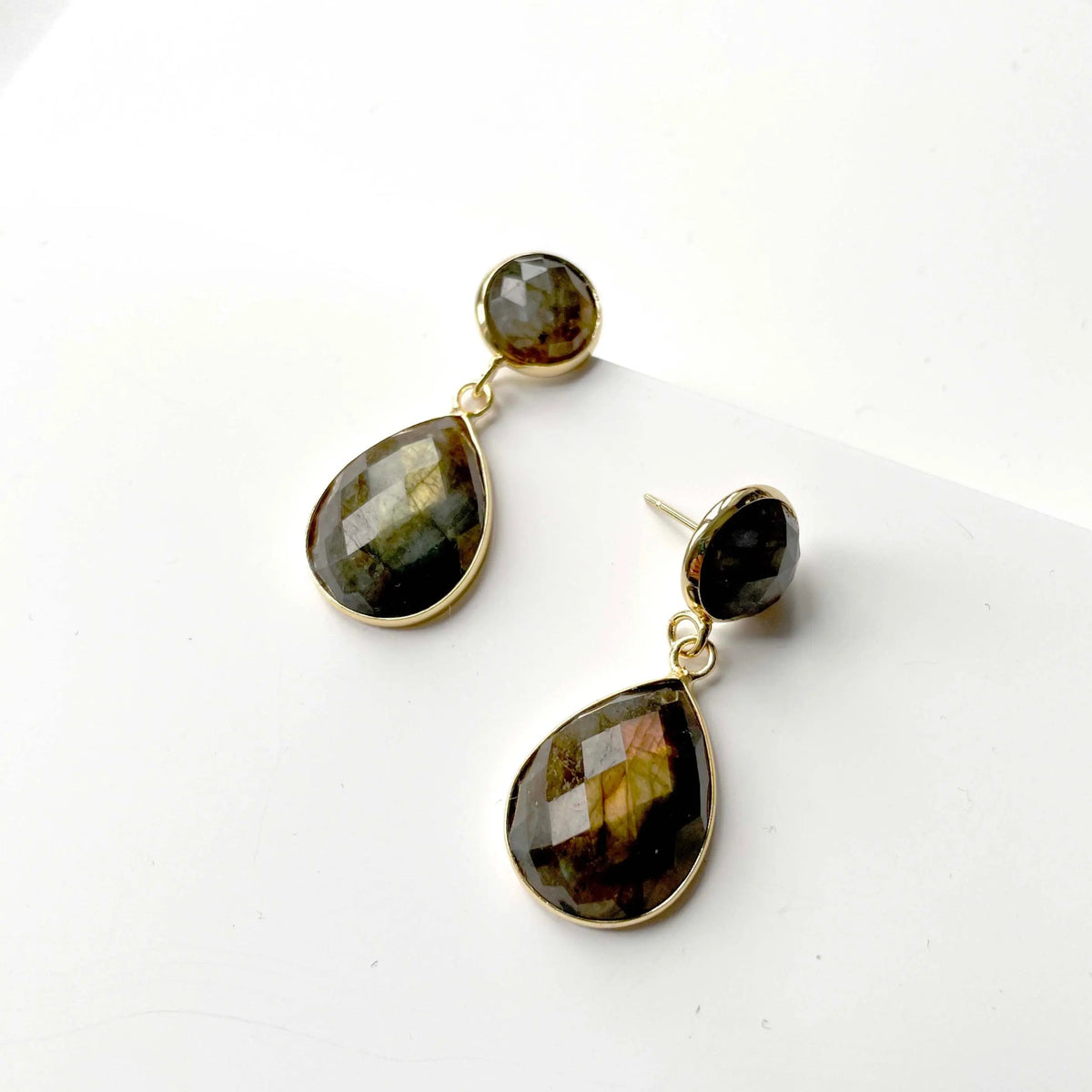 Orecchini a goccia Joyce in labradorite sfaccettata