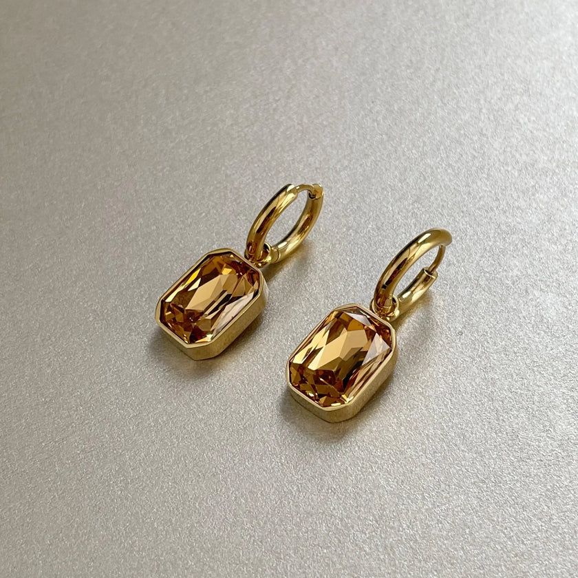 Orecchini Rani Luxe in ambra placcati in oro 18k