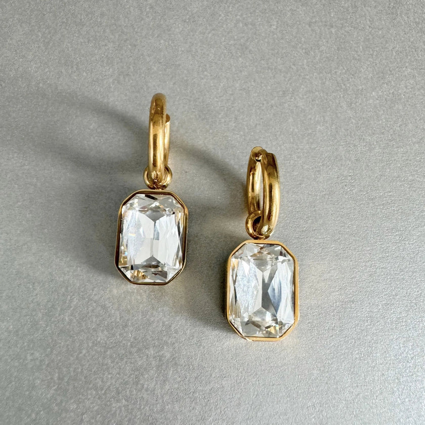 Orecchini Rani Luxe placcati in oro 18k con pietra trasparente