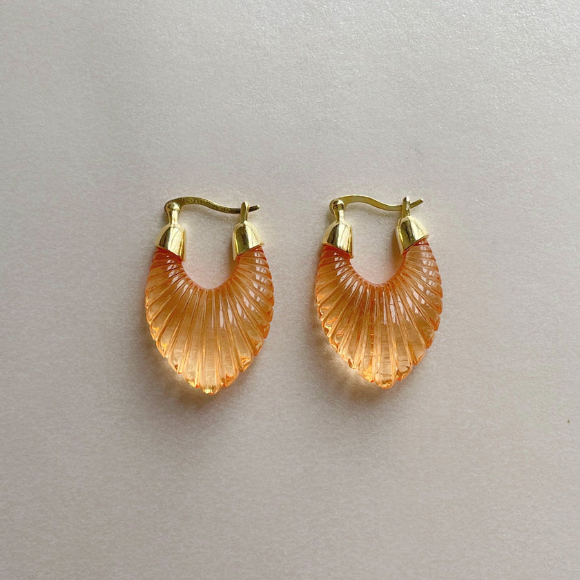 Audrey Apricot Ridged Hoop Earrings