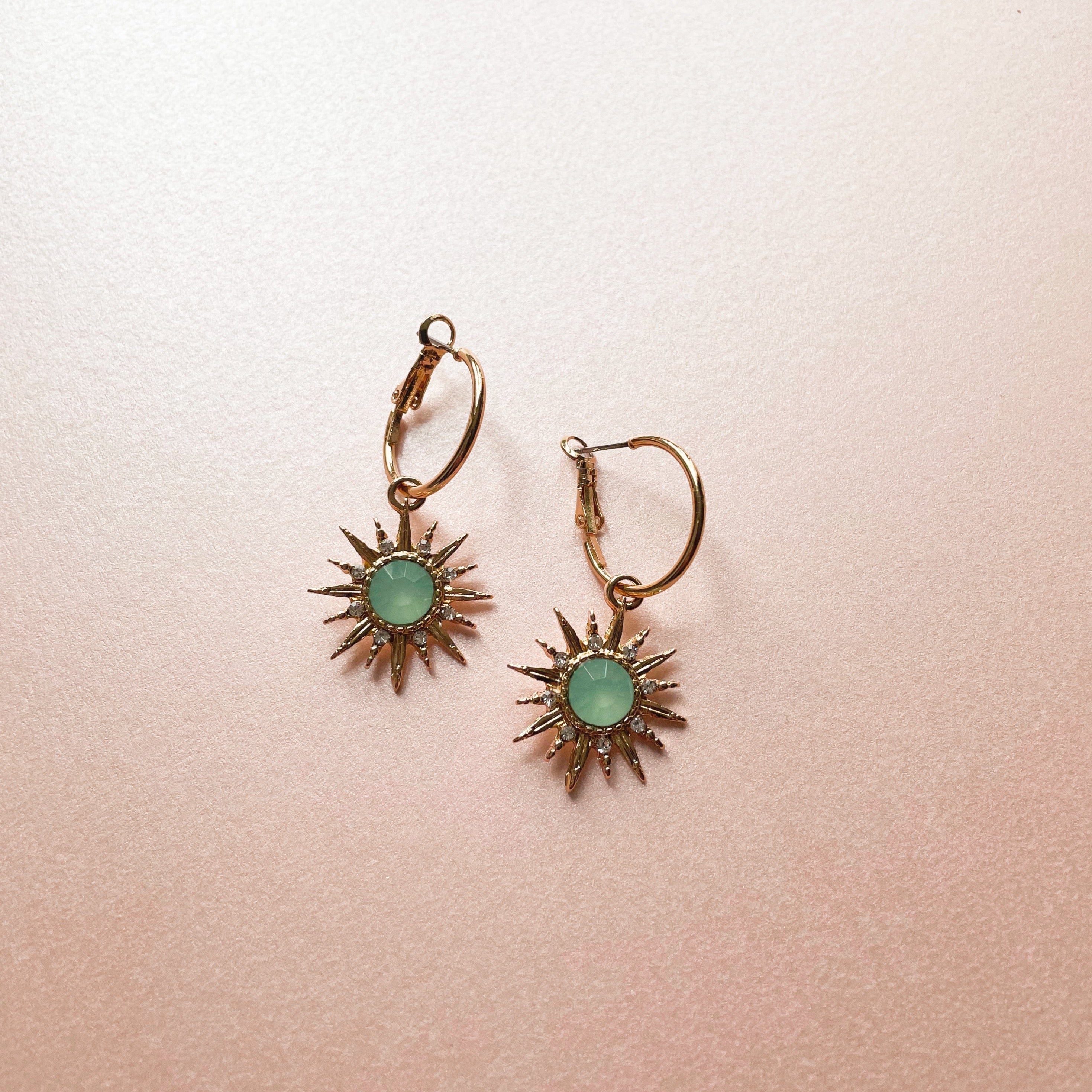 Solina Aqua Gem Hoop Earrings