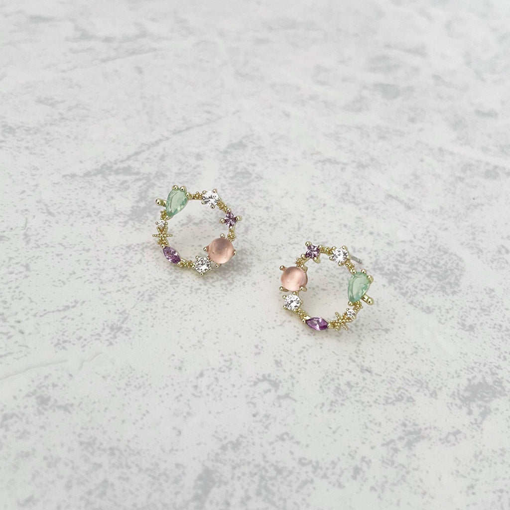 Saffy Blush Jewelled  Wreath Studs