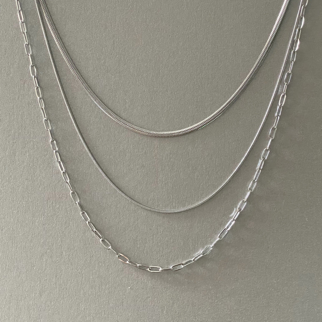 Medea Luxe Silver Plated Triple Layer Necklace