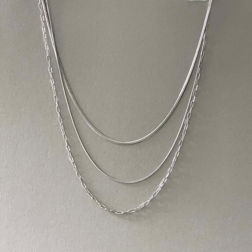 Collier triple épaisseur plaqué argent Medea Luxe