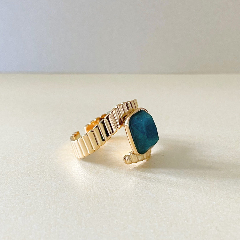 Anello Deco Riva Luxe in apatite placcato oro 18k
