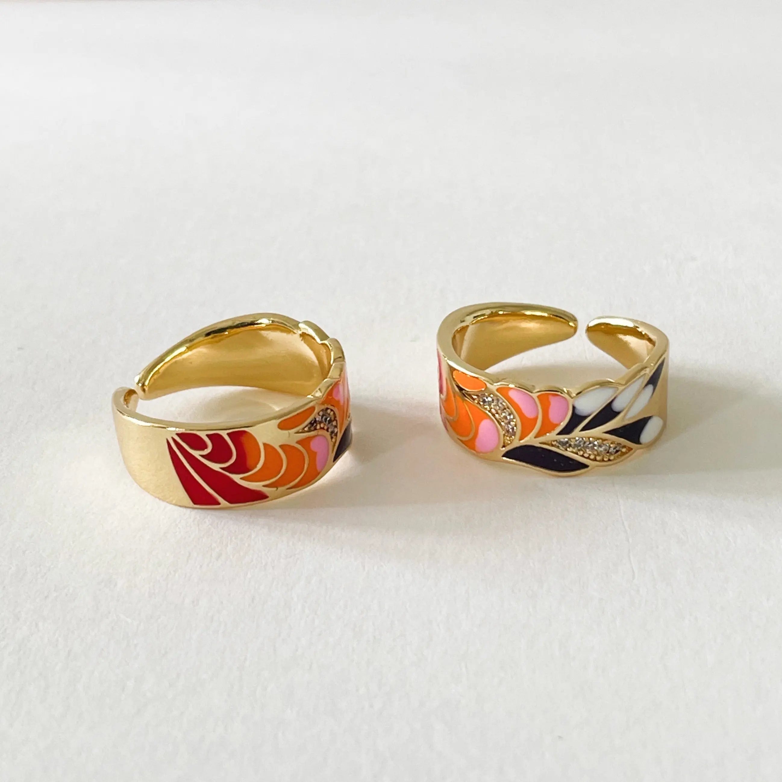 Cerelia Adjustable Coral Enamel Ring