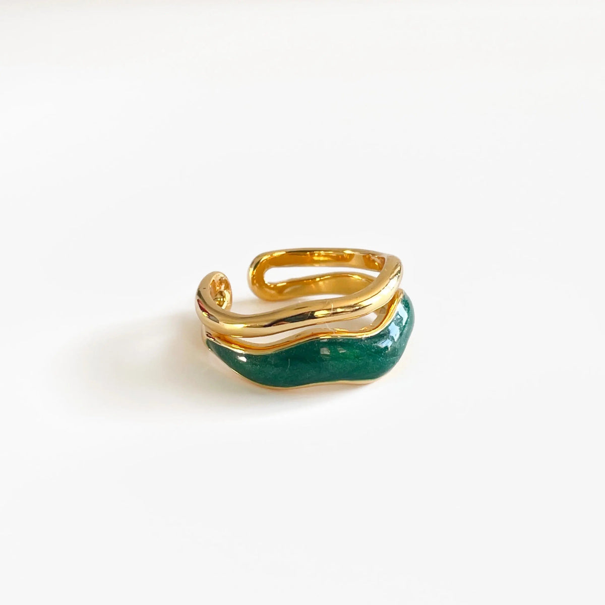 Anello Jolie largo oro e verde