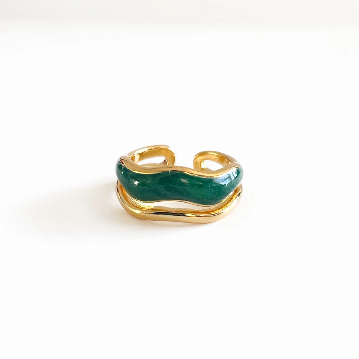 Anello Jolie largo oro e verde