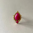 Adhira Luxe 18k Gold  Plated Pink Teardrop Stone Ring